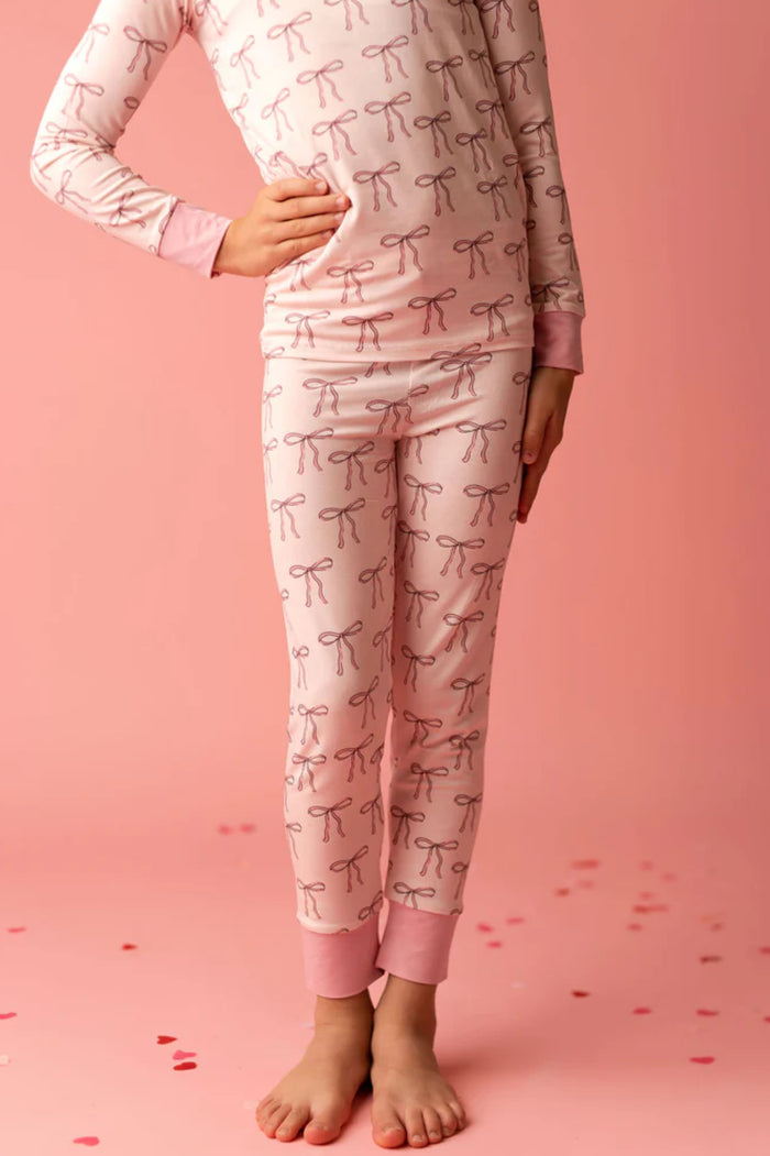 Bows Bamboo Pajama Set (Kids and Women’s Sizes)