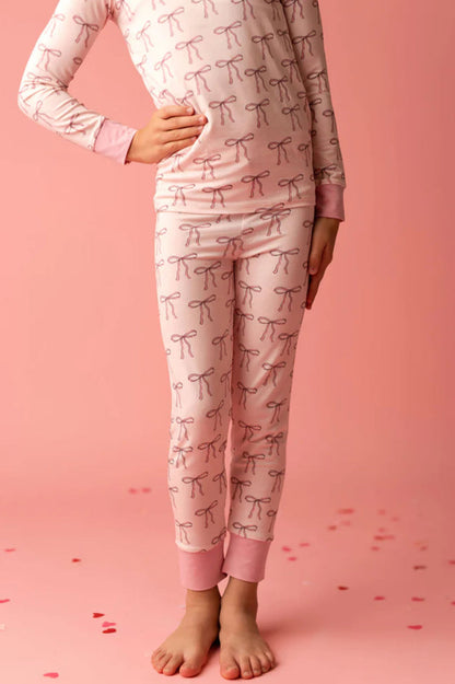 Bows Bamboo Pajama Set (Kids and Women’s Sizes)
