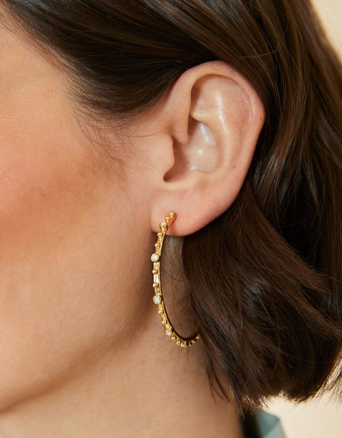 Bristol Hoop Earrings 45mm White Opal Bristol Hoop Earrings 45mm White Opal Earrings