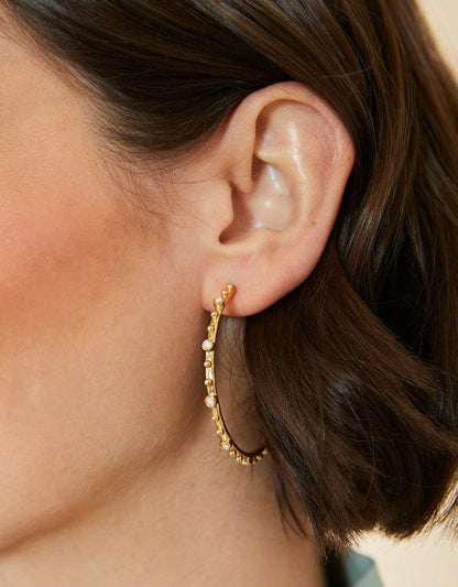 Bristol Hoop Earrings 45mm White Opal Bristol Hoop Earrings 45mm White Opal Earrings