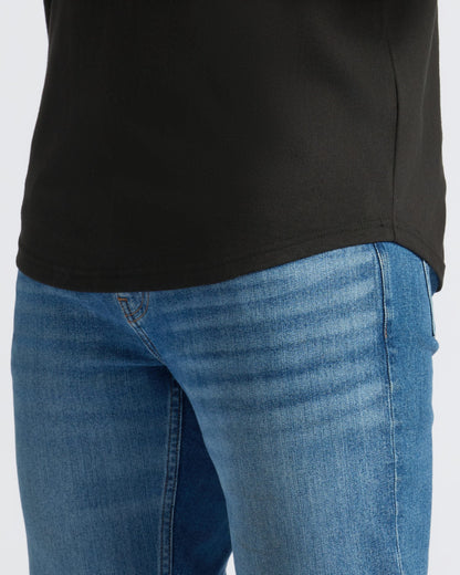 Black Curved Hem Classic Crew Neck 6-Pack