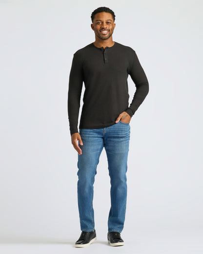 All Black Classic Henley 2-Pack