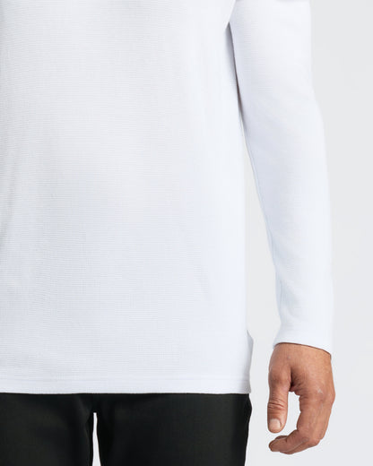 White Waffle Long Sleeve Crew Neck