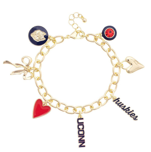 PREORDER: Connecticut Huskies UCONN Enamel Icons Charm Bracelet UConn Huskies Enamel Icons Charm Bracelet | NCAA Gold Preorder