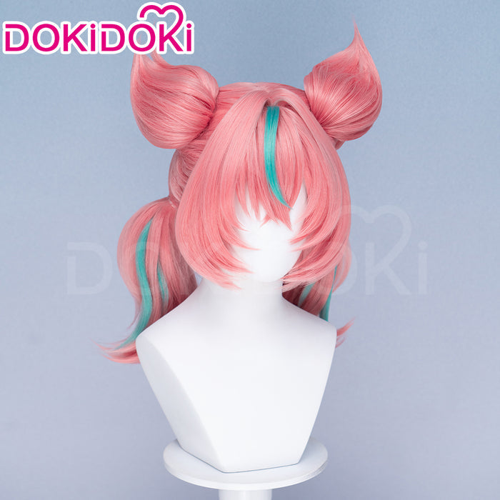 【Detachable Ver Ready For Ship】DokiDoki Game Zenless Zone Zero Cosplay Aria Twin Ponytail Wig Short Coral Pink Mint Green Hair Detachable Ponytails ZZZ