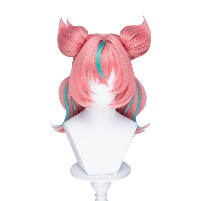 【Detachable Ver Ready For Ship】DokiDoki Game Zenless Zone Zero Cosplay Aria Twin Ponytail Wig Short Coral Pink Mint Green Hair Detachable Ponytails ZZZ
