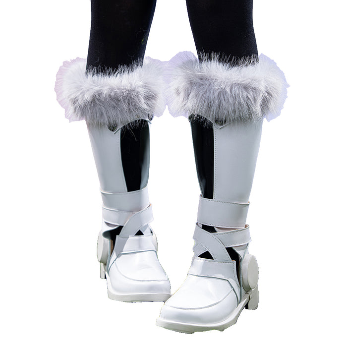 DokiDoki Anime Game Cosplay Shoes Grey Black Fur Boots