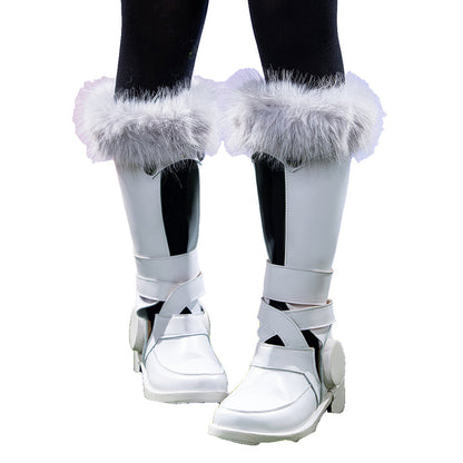 DokiDoki Anime Game Cosplay Shoes Grey Black Fur Boots