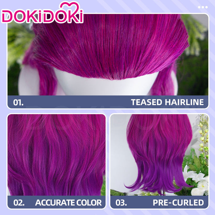 DokiDoki Anime Manga Cosplay Wig Long Curly Magenta Purple Gradient Hair