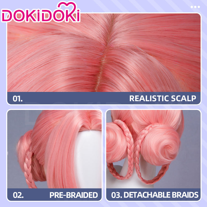 DokiDoki Anime Manga Hell's Paradise: Jigokuraku Cosplay Mei Wig Short Pink Hair Detachable Braids