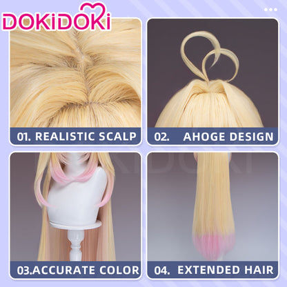 DokiDoki Anime Meitantei Pretty Cure! Cosplay Ruruka Moria Wig Long Straight Blond Pink Gradient Hair