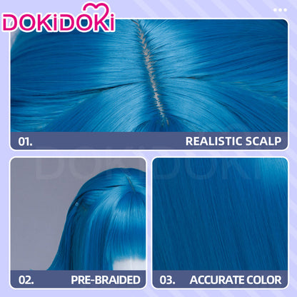 DokiDoki Game Arknights: Endfield Cosplay Last Rite Wig Long Straight Blue Hair