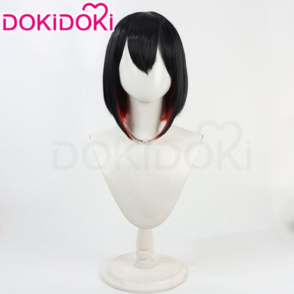 DokiDoki Game Cosplay Sexy Bunny Girl Wig Short Straight Black Red Hair