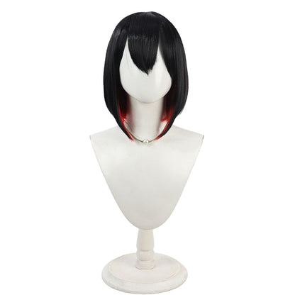 DokiDoki Game Cosplay Sexy Bunny Girl Wig Short Straight Black Red Hair