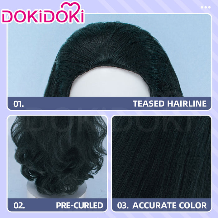 DokiDoki Game Cosplay Wig Long Curly Dark Green Hair