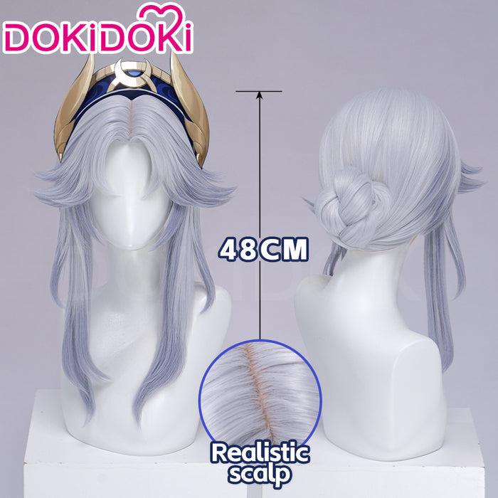 DokiDoki Game Genshin Impact Cosplay Canon Wig Long Grey Gradient Goddess Of The Forst Moon