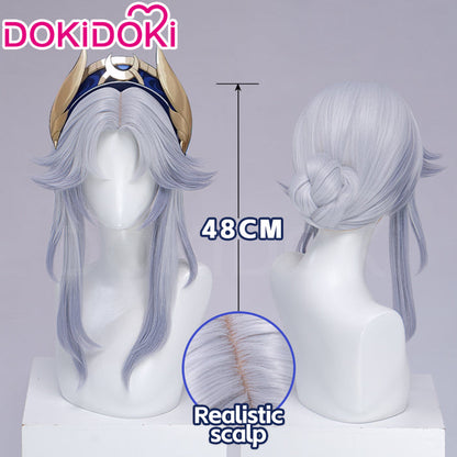 DokiDoki Game Genshin Impact Cosplay Canon Wig Long Grey Gradient Goddess Of The Forst Moon