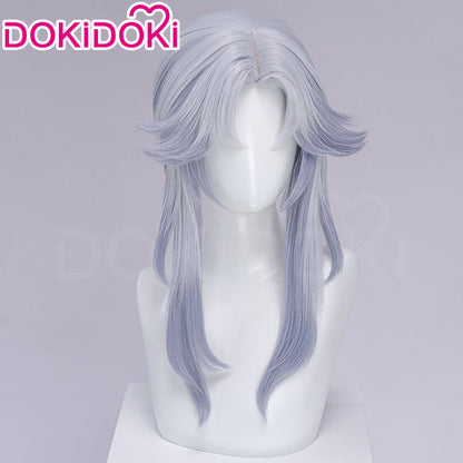 DokiDoki Game Genshin Impact Cosplay Canon Wig Long Grey Gradient Goddess Of The Forst Moon