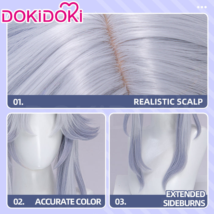 DokiDoki Game Genshin Impact Cosplay Canon Wig Long Grey Gradient Goddess Of The Forst Moon