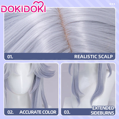 DokiDoki Game Genshin Impact Cosplay Canon Wig Long Grey Gradient Goddess Of The Forst Moon