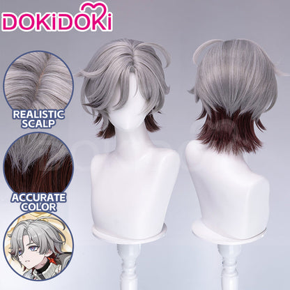 DokiDoki Game Genshin Impact Cosplay Illuga Wig Short Grey Brown Hair