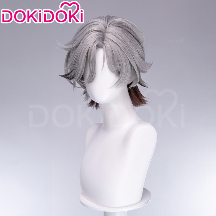 DokiDoki Game Genshin Impact Cosplay Illuga Wig Short Grey Brown Hair