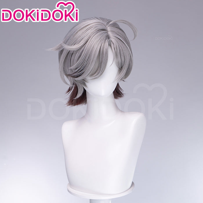 DokiDoki Game Genshin Impact Cosplay Illuga Wig Short Grey Brown Hair