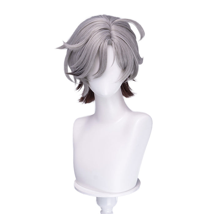DokiDoki Game Genshin Impact Cosplay Illuga Wig Short Grey Brown Hair
