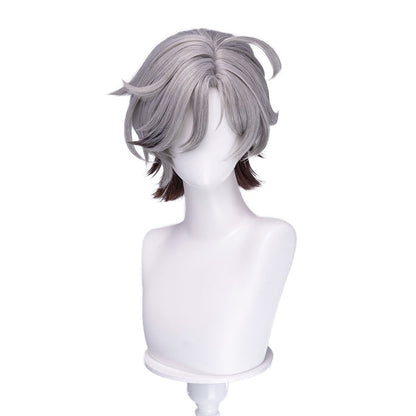 DokiDoki Game Genshin Impact Cosplay Illuga Wig Short Grey Brown Hair