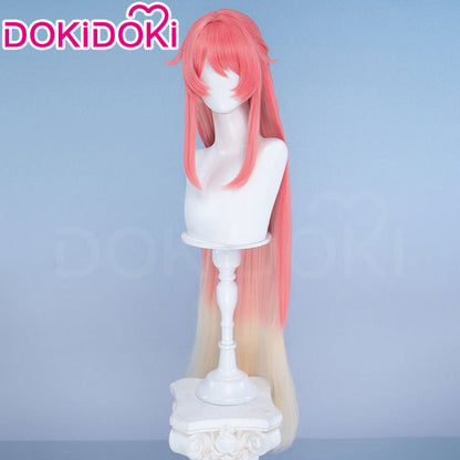 DokiDoki Game Genshin Impact Sonnet Wig Long Straight Pink Blonde Gradient Hair