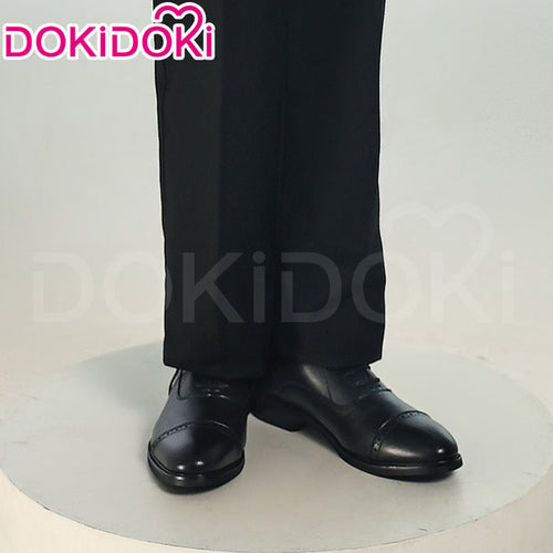 DokiDoki Game Love And Deepspace Cosplay Zayne Black Leather Shoes Fluffy Treatment