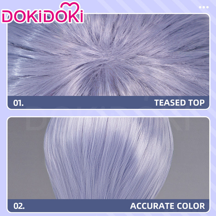 DokiDoki Mange Anime Cosplay Wig Short Straight Silver Hair