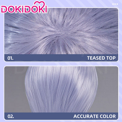 DokiDoki Mange Anime Cosplay Wig Short Straight Silver Hair