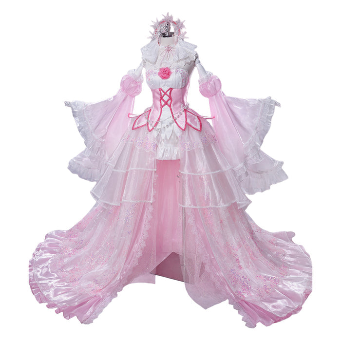DokiDoki-R Anime Cosplay Costume Pink Crystal Long Dress