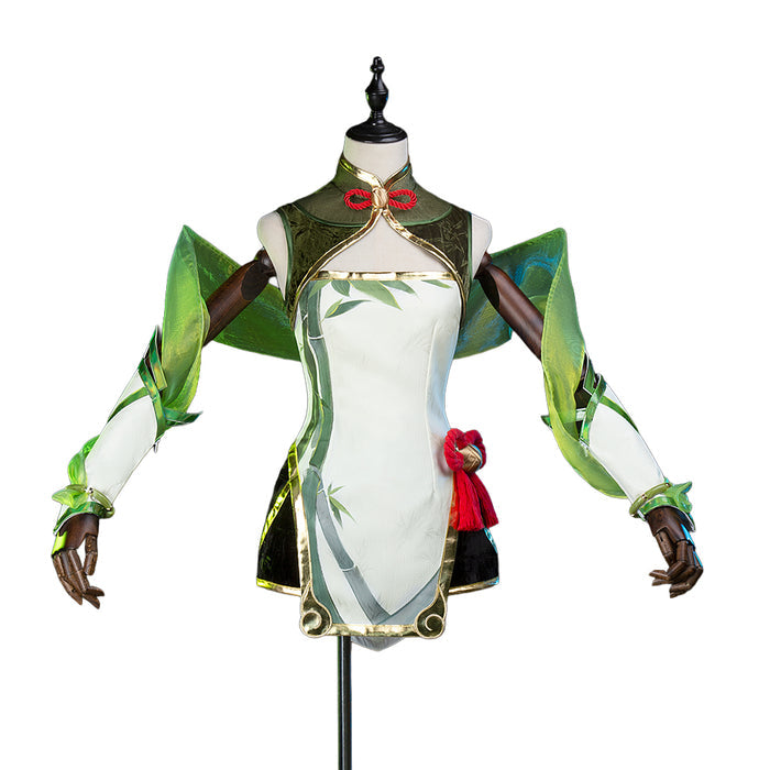 DokiDoki-R Game Cosplay Panda Skin Green Costume Bamboo Green Dress