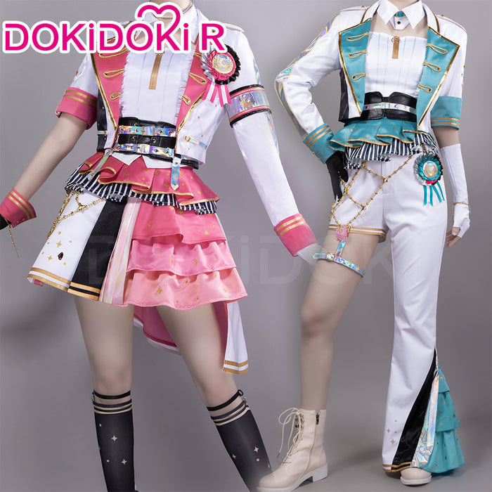 DokiDoki-R Game Cosplay Pink White Green Dress Costume Thanks Festival