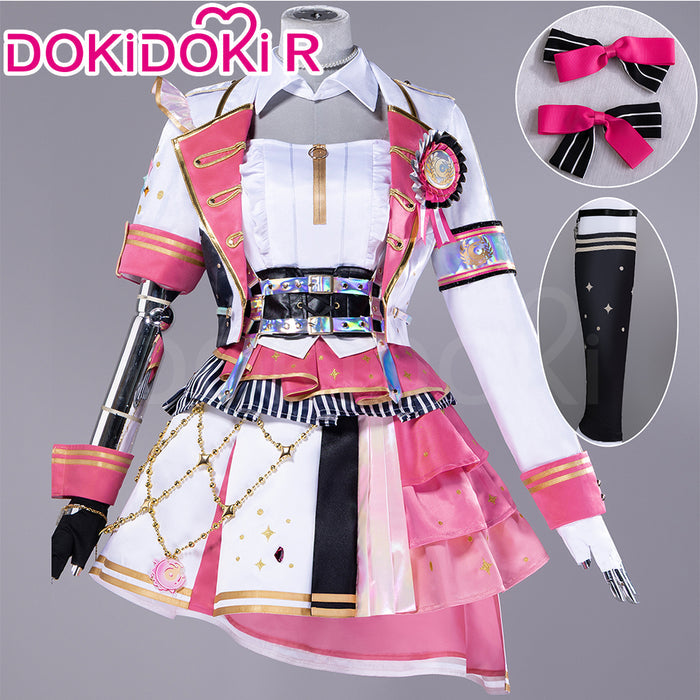 DokiDoki-R Game Cosplay Pink White Green Dress Costume Thanks Festival