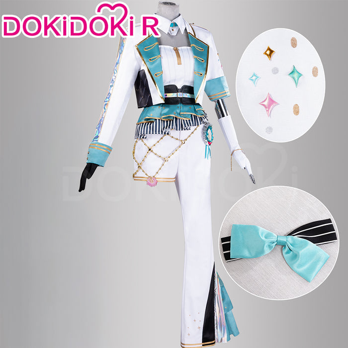 DokiDoki-R Game Cosplay Pink White Green Dress Costume Thanks Festival