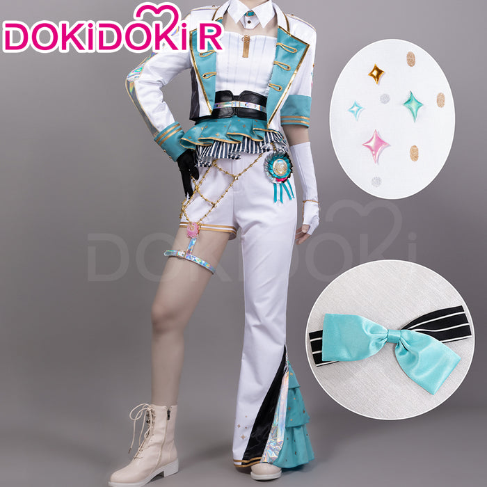 DokiDoki-R Game Cosplay Pink White Green Dress Costume Thanks Festival