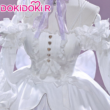 DokiDoki-R Game Cosplay White Dress Purple Ribbon Costume Formal Dress