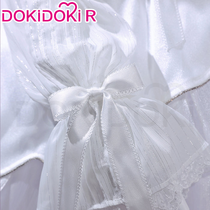 DokiDoki-R Game Cosplay White Dress Purple Ribbon Costume Formal Dress