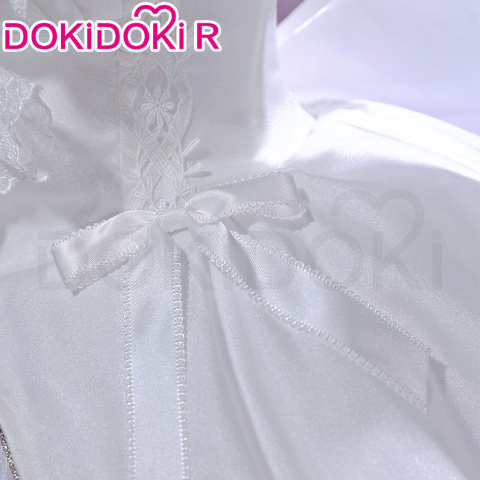 DokiDoki-R Game Cosplay White Dress Purple Ribbon Costume Formal Dress