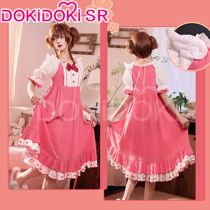 DokiDoki-SR Anime Card Captor Sakura Cosplay Kinomoto Sakura Costume Pink Pajamas / Nightgown Dress Summer Wear