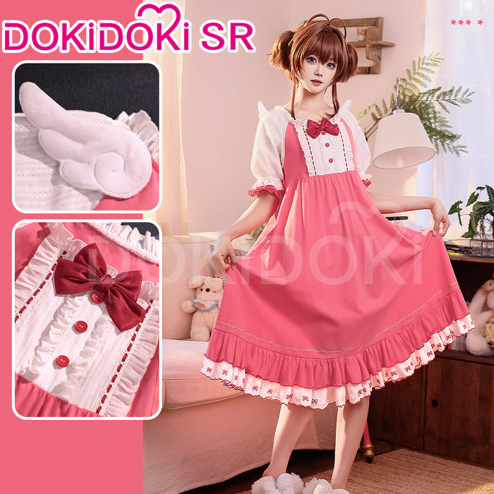 DokiDoki-SR Anime Card Captor Sakura Cosplay Kinomoto Sakura Costume Pink Pajamas / Nightgown Dress Summer Wear