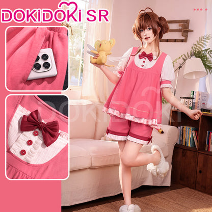 DokiDoki-SR Anime Card Captor Sakura Cosplay Kinomoto Sakura Costume Pink Pajamas / Nightgown Dress Summer Wear