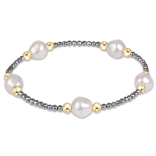 Enewton Purpose Admire Pearl 8mm Silver Faceted Hematite Bracelet Enewton Pearl & Faceted Hematite Bracelet | The Red Owl Bracelet