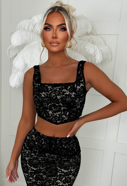 Flirtini Black Lace Corset Top