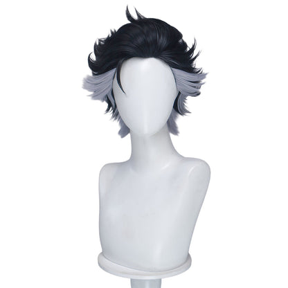 【Front Lace】DokiDoki Anime GACHIAKUTA Cosplay Zodyl Typhon Wig Short Blak Gery Hair