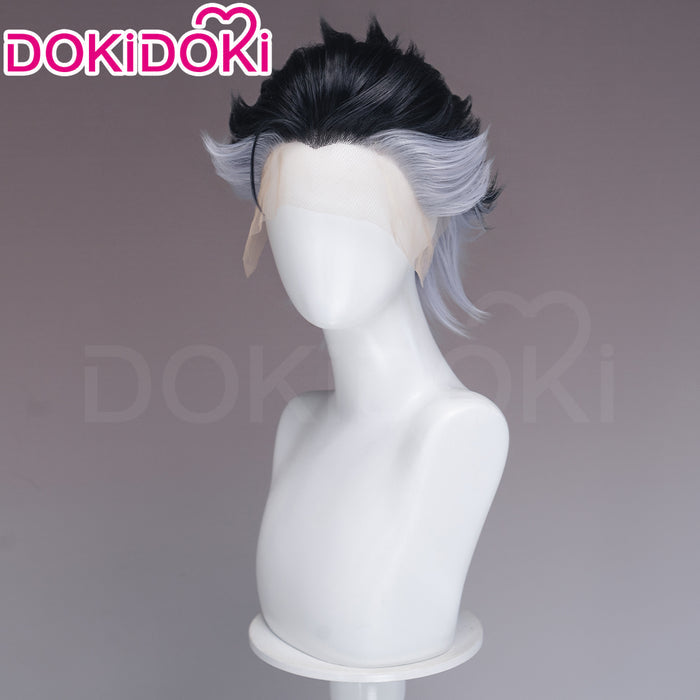 【Front Lace】DokiDoki Anime GACHIAKUTA Cosplay Zodyl Typhon Wig Short Blak Gery Hair