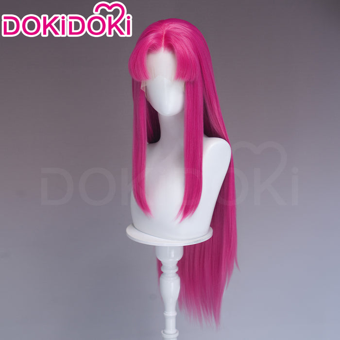 【Front Lace】DokiDoki Manga Anime Cosplay Wig Long Straight Red Pink Burgundy Hair